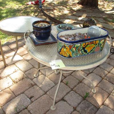2 Outdoor Glasstop Side Tables