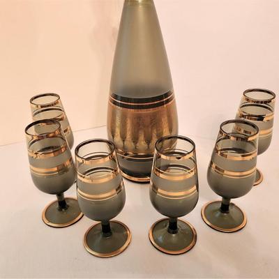Lot #115  Mid Century Modern Decanter and Glasses