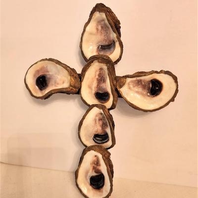 Lot #116  Decorative Trinket Lot - Oyster Cross, Art Glass Dolphin, Hinged trinket box