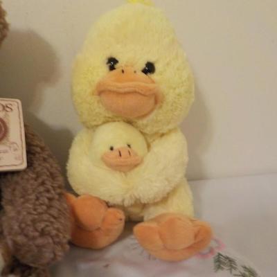 Head Bean Collection " Brodie and Miss Bear Plus Momma Duckie & Baby.