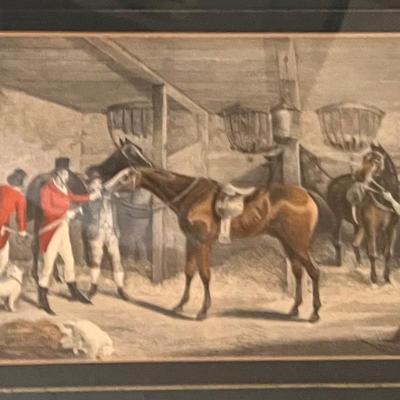 Framed jockey painting