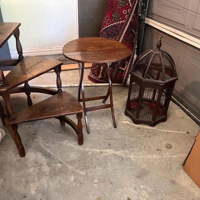 Mid century curved step with small victorian table