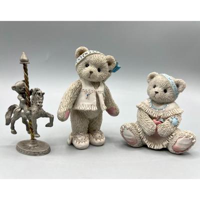 Teddy Bear Lot Cherished Teddies & Pewter Metal Carousel Figurines