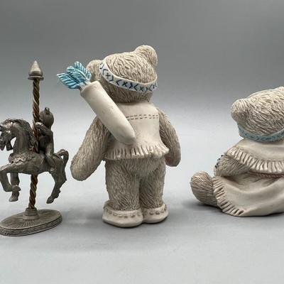 Teddy Bear Lot Cherished Teddies & Pewter Metal Carousel Figurines