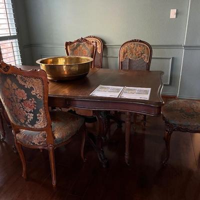 antique dining room table with 6 chairs
