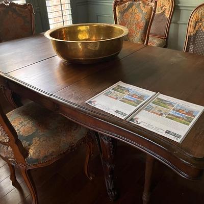 antique dining room table with 6 chairs