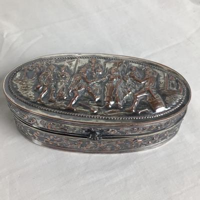 6318 Silver Plate Tea Caddyâ€™s & Copper Over Silver Jewelry Box