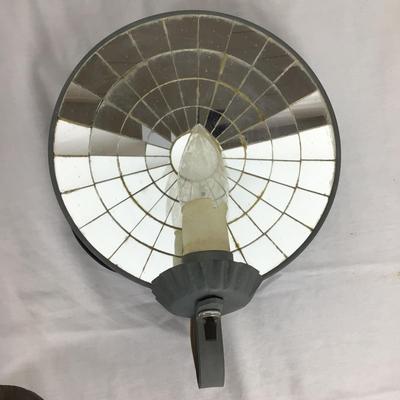 6319 Two Sets of Tin Round Mirrored Electrified Sconces