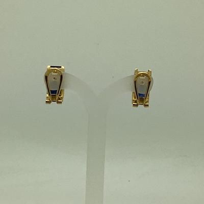 #8255 18K Yellow Gold Sapphire Hoop Earrings