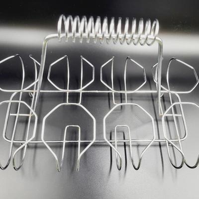 VINTAGE METAL GLASS RACK W/ CLEAR ETCHED MATCHING GLASSES