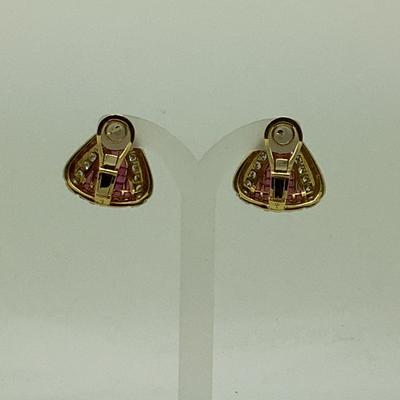 #8261 18K Yellow Gold Ruby and Diamond Cluster Earrings