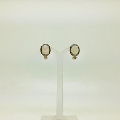 #8263 14K Yellow Gold Opal and Diamond Earrings