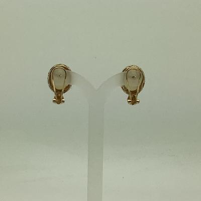 #8263 14K Yellow Gold Opal and Diamond Earrings