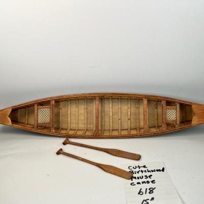 Birch wood 15â€ Canoe mouse boat