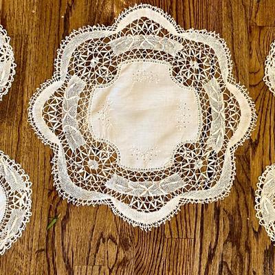 Antique Stunning Handmade Lace Doilies Doily Set  from Squire Mansion