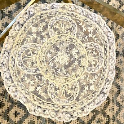 Antique 19th C Doily - Rose and Horseshoes