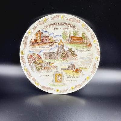 VINTAGE CROSBY BROS HAND PAINTED TOPEKA KS PLATE