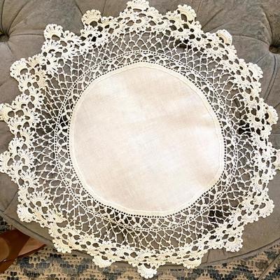 Large Antique 18” Doily , fabulous hand crochet