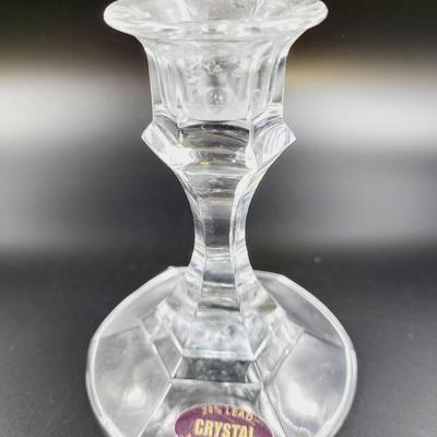 BEAUTIFUL LEAD CRYSTAL CANDLE HOLDER