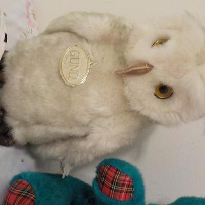 "Original Snowy the OWL by Gund, Blue Bear by Nanco.