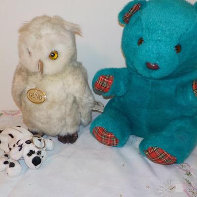 "Original Snowy the OWL by Gund, Blue Bear by Nanco.