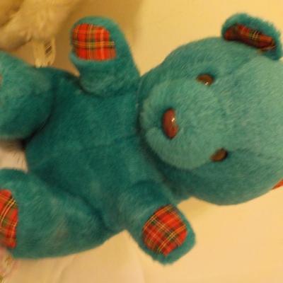 "Original Snowy the OWL by Gund, Blue Bear by Nanco.