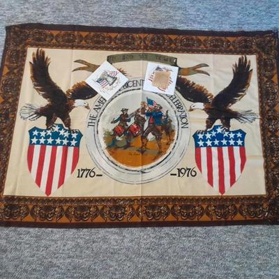 LOT 74 THE AMERICAN BICENTENNIAL CELEBRATION 1776 - 1976 TAPESTRY WITH TILES