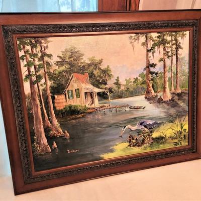 Lot #132  Original painting on Canvas - "Caught Me a Perch" - signed