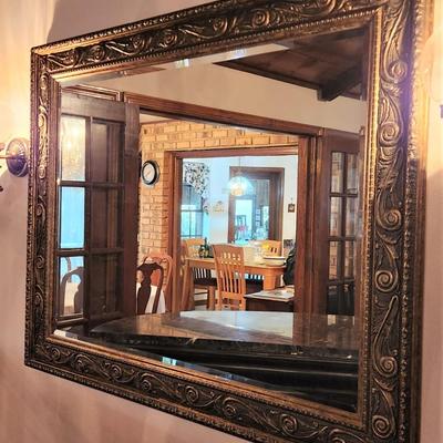 Lot #135  Large Beveled Glass Wall Mirror