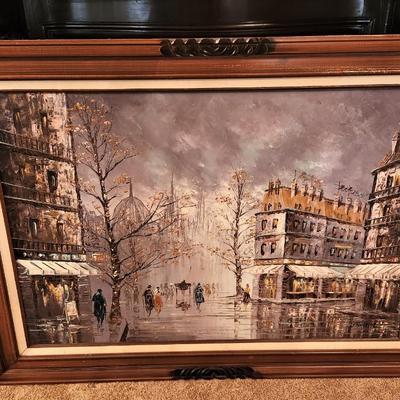 Lot #136  Mid-Century Modern Impressionistic Painting - signed J. Hinton
