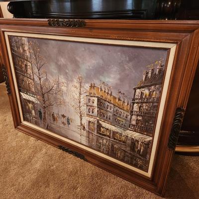 Lot #136  Mid-Century Modern Impressionistic Painting - signed J. Hinton