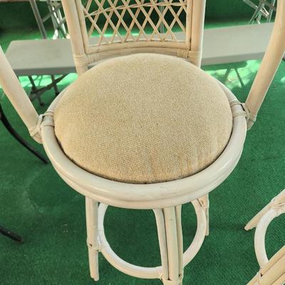 Lot #137  Pair of Vintage Rattan Bar Stools