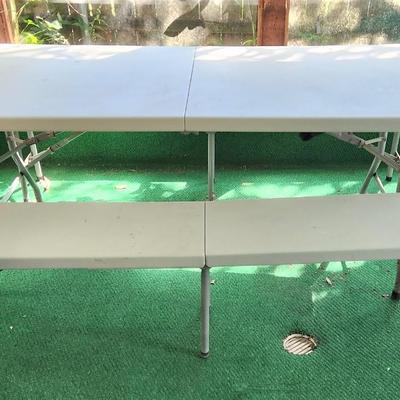 Lot #139  Outdoor Folding Table with 2 folding benches - Crawfish Boil!!!!!