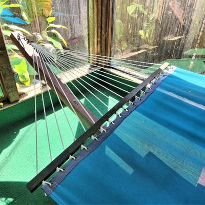 Lot #142  Large Suspension Hammock - Wooden Frame