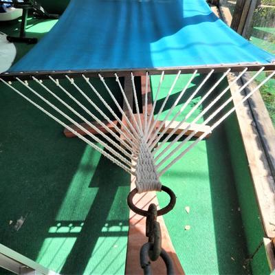 Lot #142  Large Suspension Hammock - Wooden Frame