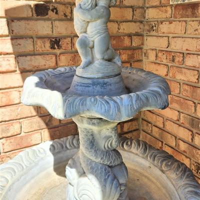 Lot #153  Large Concrete Fountain - Dolphins and Putti