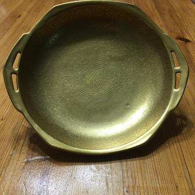 Vintage etched gold handled dish/bowl