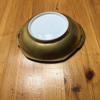 Vintage etched gold handled dish/bowl