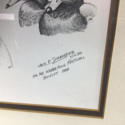 6320 Jack Schroeder 1980 Waterfowl Sketch with Horse Watercolor