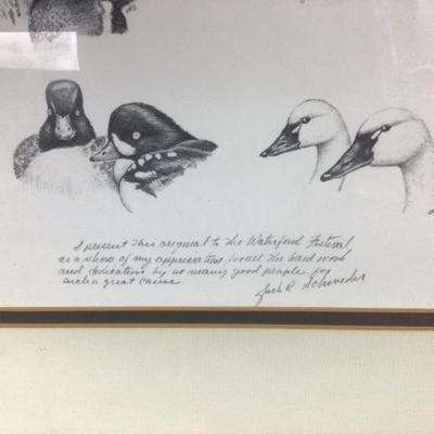 6320 Jack Schroeder 1980 Waterfowl Sketch with Horse Watercolor