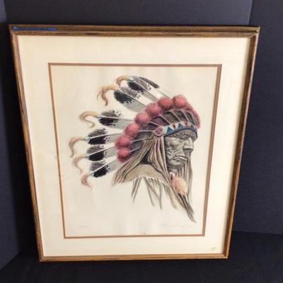 6324 Signed and Numbered Indian Chief Lithograph by Steve Long