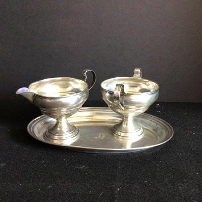 6326 Pair of Weighted Sterling Cream & Sugar with Tray