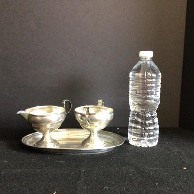 6326 Pair of Weighted Sterling Cream & Sugar with Tray