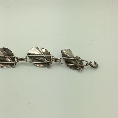 6330 Vintage Sterling Silver Flower Link Bracelet