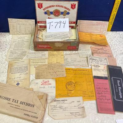 Old Cigar Box full of Old Reciepts