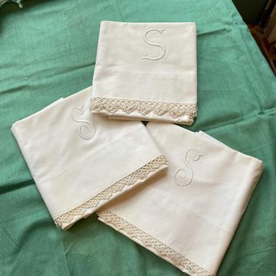 Antique Pillow Cases from the Trousseau Georgiana Richardson for her marriage to John Squire