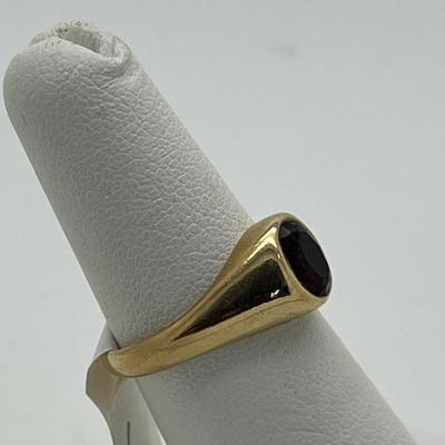 6344 14k Yellow Gold Red Stone Bezel Set Ring