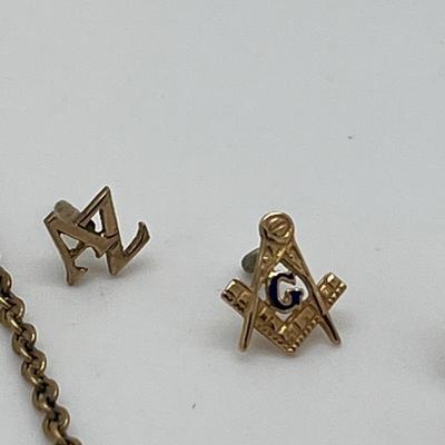 6345 14k Yellow Gold Menâ€™s Tie Tacks and Tie Bar