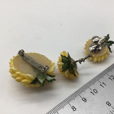 Vintage Sea Shell Brooch With Screw on Back Earrings. Set
