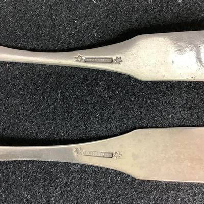 6332 Pair of Large Spoons Early Coin Silver J.Draper/Small R.W. Wilson Spoon Coin Silver